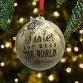 Sister memorial 8cm clear globe ornament with map print and silver angel charm - Globe Sister