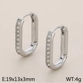 Orecchini a cerchio a forma di U in acciaio inossidabile argento con zirconi cubici - Forma a U Con Zirconia (Colore Acciaio/KE113988-KFC)