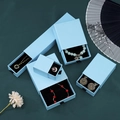 Light blue jewelry drawer box set with black lining for necklace ring and earring - Sky Blue