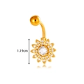 Golden sunflower belly button ring with crystal inlay and 1.19cm flower pendant height - Sunflower Style (2601-1# Gold)