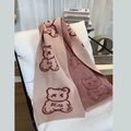 Sciarpa lunga in maglia per coppie beige e marrone rossastro con motivi di orsi carini - Rosa