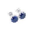 Elegantes pendientes de plata S925 con grandes piedras azules y cristales blancos - Plata 925 / Azul