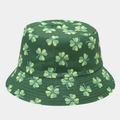 Detailed close-up showing the fine fabric texture and stitching of the clover bucket hat - M / Dark Green with Star Clovers (9#)