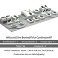 26-piece silver brushed jewelry display set including necklace and bracelet stands - Display Set N7 (26-Piece)