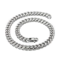 Polished silver stainless steel Cuban link chain necklace with a sturdy lobster clasp - Steel Color Necklace 45cm (KN203100-Z)