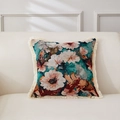 Vintage blumen jacquard baumwolle leinen kissenbezug mit fransen für sofa und bett. - 45*45cm (Ohne Kern) / Kapokblüte