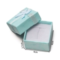 Blue marble texture jewelry gift box with white ribbon and 4x4x2.7cm size labels - Light Blue Ring Box (4x4x2.7cm)