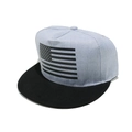 Detail of light blue denim snapback crown with USA flag print and black flat brim - M(56-58cm) / Black and Gray