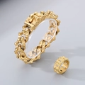 Hip-hop heren sieradenset met gouden schedel armband en ring van roestvrij staal - Gouden set