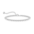 Polished silver beaded chain bracelet with adjustable lobster clasp and zircon pendant - Silver 4 (Ball Chain)