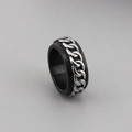 Industrial style black and silver stainless steel spinning chain ring for men - Black & Silver Two-Tone Chain Ring (Style F Steel Black KR100080-K)