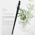 Minimalist black acetate hair stick with twisted handle for modern daily hair styling - Black Glossy Minimalist (32#)