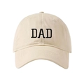 Cream washed cotton dad hat featuring black 3D embroidered DAD text on the front - Adjustable / Cream-DAD Embroidery (15)