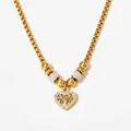 Collana cuore albero della vita dorata con cristalli pavé e perline decorative - Oro