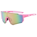Pink rimless cycling sports sunglasses with oversized windproof lenses and stylish frame - Pink Frame Pink Mirror