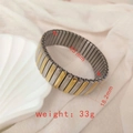 Elastic stainless steel bracelet in two-tone gold and silver finish, 18.2mm wide band - J011-4 Wide Two-tone Arc