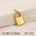Polished gold stainless steel padlock pendant, size 19x12.5mm and weight 4g DIY charm - Medium Smooth Lock Pendant (KP120408-Z)