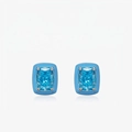 Elegante quadratische Ohrstecker aus s925 Silber mit hellblauen Zirkonia Steinen - S925 Sterling Silber Himmelblauer Zirkonia Ohrstecker