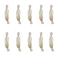 Detailed macro view of ten gold-colored vintage feather charms for jewelry making - 6# Feather (10Pcs)