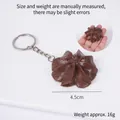 Realistic dark brown chocolate swirl cookie keychain with silver ring, 4.5cm diameter - Light Coffee Flower Cookie - Keychain