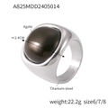 Titanium steel signet ring for men featuring a large oval black agate stone inlay - Silver Oval Black Stone Signet Style (A825)