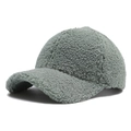 Casquette de baseball en polaire sherpa vert sauge avec texture bouclée douce pour l'hiver - Réglable / Gris-Bleu