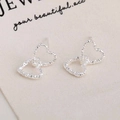 Minimalist silver double hollow heart earrings for women with a sleek geometric design - Interlocked Hearts Earrings - Silver