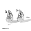 Pair of chunky 18k gold plated stainless steel teardrop earrings with sparkling rhinestones - Silver Teardrop with Clear Zirconia (TE6401-WT-S)