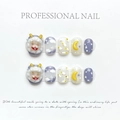 Handmade cute zodiac sheep press-on nails with 3D lavender moon and star designs. - Goat / Extra Small (XS)