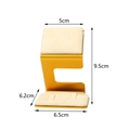 Gold metal jewelry display stand with beige velvet cushion and size dimensions - Z-Shaped Necklace Ring Stand / Beige