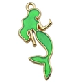 Groene emaille zeemeermin hanger van legering voor DIY kettingen en armbanden - Groene Zeemeermin (10964)