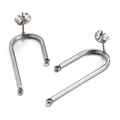 U-shaped stainless steel earrings in silver finish for DIY jewelry accessories - Steel