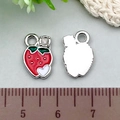 DIY strawberry charms in red and green enamel finish with size measurement guide - 1 Piece Red Strawberry