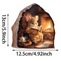 3D mouse reading by fireplace wall sticker, PVC nursery decor, 13x12.5cm size graphic - Mouse Reading by Fireplace(UV50005T_T)