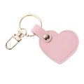 Pink heart-shaped leather keychain with gold-plated metal clasp and refined stitching - Pink