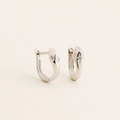 S925 sterling silver snake-shaped hoop earrings with sparkling cubic zirconia eyes - White Gold