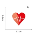 Cartoon heart embroidered patch with heartbeat line detail and 6.5cm size markings - Hot Melt Adhesive Patch 5#-Heart Heartbeat