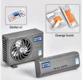 Mini car air conditioner model aromatherapy kit in grey with orange scent packs - Grey [Cologne Scent] With Stickers