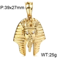 Ägyptischer Pharao Anhänger mit 18K Vergoldung und Zirkonia Steinen, 39x27mm Größe - Gold Kleiner Ägyptischer Pharao Anhänger (Ohne Kette) (KP52609-BD)