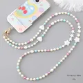 Handmade beaded crossbody phone strap with white pearls and colorful heart star charms - K3282 Colorful Seed Bead Pentagram Crossbody