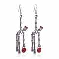 Halloween silver skeleton giraffe earrings with red bow and pumpkin lantern charms - Skeleton Giraffe (Black) / Gunmetal