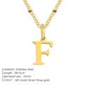 Elegant gold initial F pendant necklace in stainless steel with bead chain detail - Letter F / Gold