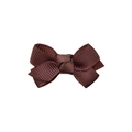 Brown grosgrain ribbon bow hair clip with textured ribbed fabric for children - Brown