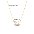 Elegante collana a tulipano in oro con pietra rosa a goccia e zirconi sulle foglie - Rosa