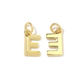 Detailed macro shot of 18K gold plated letter E charms with cubic zirconia stones - Letter E