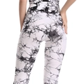 Pantalon de yoga sans couture taille haute avec motif tie-dye marbré noir et blanc - S / Noir et Blanc