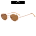Oval vintage sunglasses with rose gold textured metal frame and brown lenses C3 - Rose Gold Tea Lens (C3)