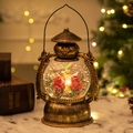 Vintage bronze Christmas lantern with red birds and snow globe light feature - Red Birds and Tree Stump