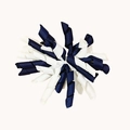 Handmade curly ribbon bow hair clip in dark blue and white colors for children - White Navy Blue
