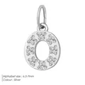 Silver stainless steel letter O pendant with micro-pave zircon crystals for DIY jewelry - O-Silver